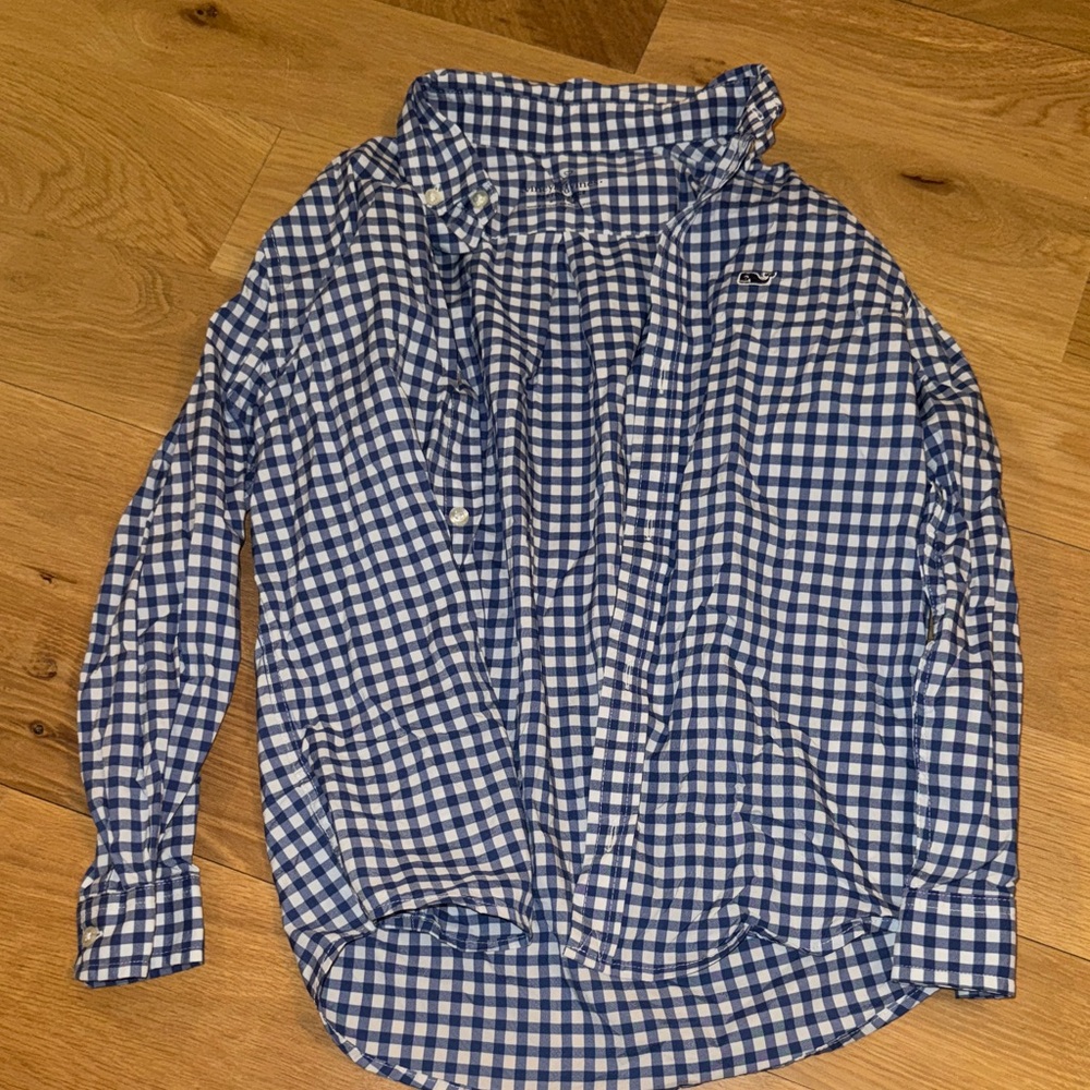 Vineyard Vines Blue and White Checkered Kids Button Down Shirt